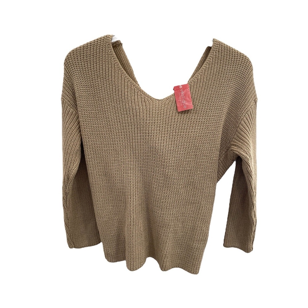 Womens Vestique Double V Holy Moly Sweater S M Twist Back SI52